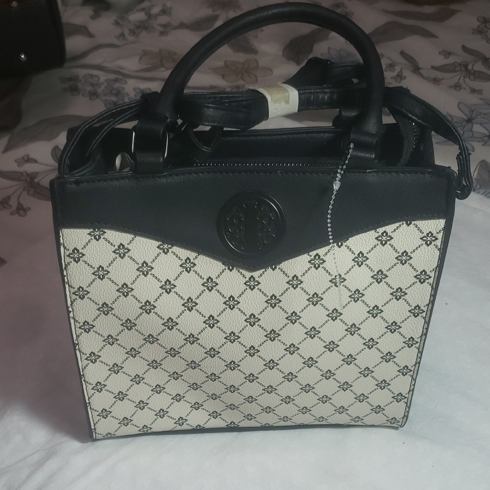 Black and White Geometric Satchel Bag